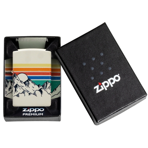 Zippo aansteker Mountain Design mat wit