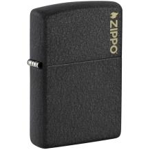 Zippo aansteker Black Crackle with logo