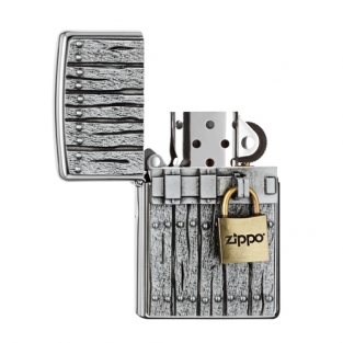 Zippo aansteker Close Vintage met messing hangslot