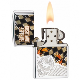 Zippo aansteker Harley-Davidson Skull Chess highpolish