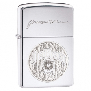 Zippo aansteker Jim Beam Round Logo Chroom