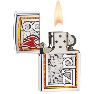Zippo Logo In Fuzion Chroom hoogglans