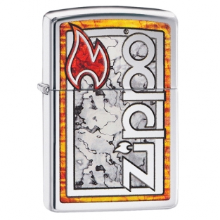 Zippo aansteker Logo In Fuzion Chroom