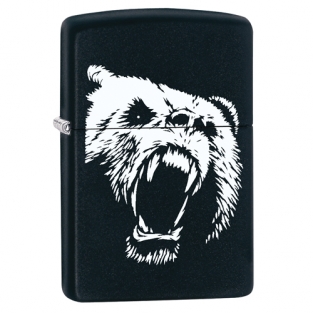 Zippo aansteker black and white bear