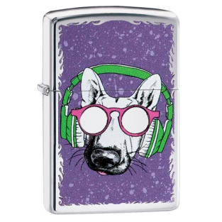 Zippo aansteker Dog in glasses