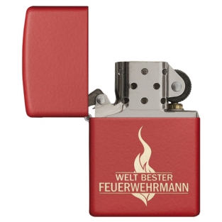 Zippo aansteker Welt Bester Feuerwehrmann Red open