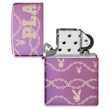 Zippo Purple Playboy Design aansteker. Open