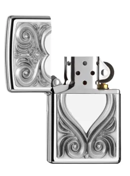 Zippo Heart Antique Emblem aansteker Open