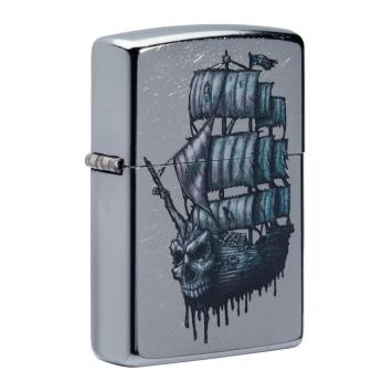 Zippo Pirate ship skull aansteker tattoo Schuin