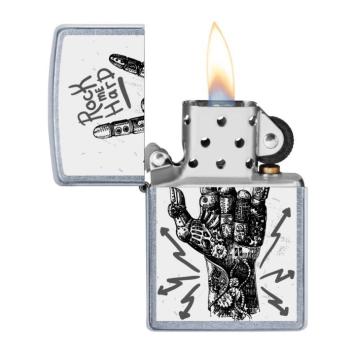 aansteker Zippo rock hand design chrome