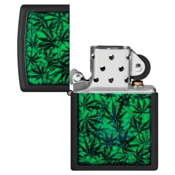 Zippo aansteker Cannabis Design Zwart