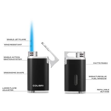 Colibri aansteker Single Jetflame Belmont Metallic Black Chrome 5