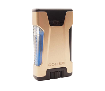 Colibri aansteker Double Flame Rebel Gold Schuinaanzicht