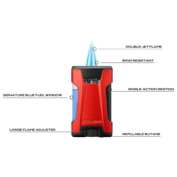 Colibri aansteker Double Flame Rebel Red Details