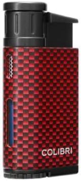 Colibri Aansteker Evo Carbon Fiber Single Jet Flame Red Schuinaanzicht