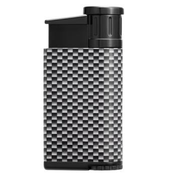 Colibri Aansteker Evo Carbon Fiber Single Jet Flame White Silver Achterkant