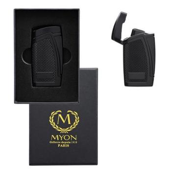 Myon double jet sigarenaansteker met punch zwart