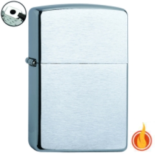 Regular chroom brush finish Zippo gasaansteker met vuursteen