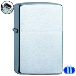 Regular chroom brush finish Zippo gasaansteker met dubbele stormvlam