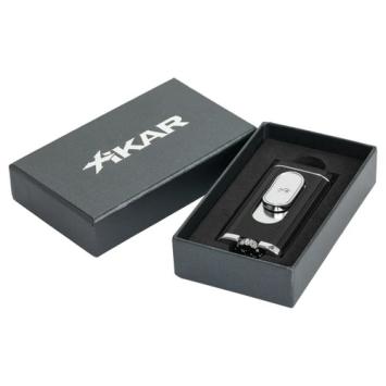 Luxe aansteker Xikar flat jetflame chrome - black