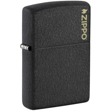 Zippo aansteker Black Crackle with logo