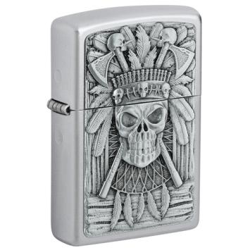 Zippo aansteker Indian Skull schuinaanzicht