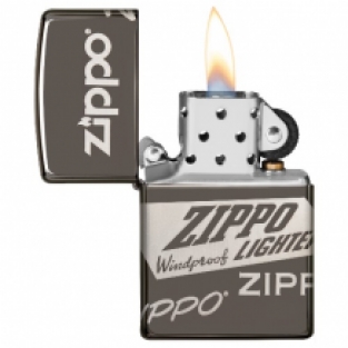 Zippo aansteker Logo All Over open
