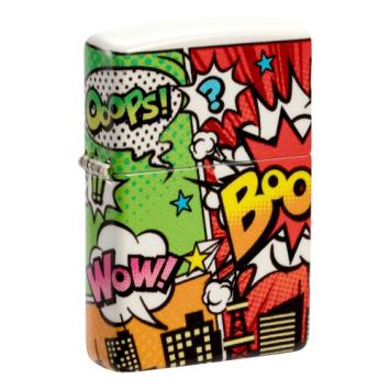 Zippo aansteker Pop Art City Design zijaanzicht links