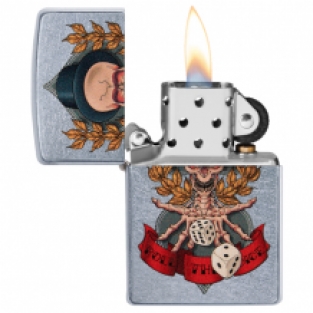 Zippo aansteker Skeleton Roll the dice open
