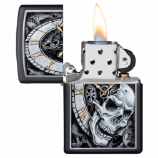 Zippo aansteker Skull Clock open