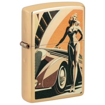Zippo Vintage Car and Woman Design aansteker
