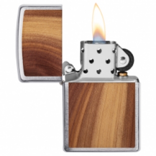 Zippo aansteker Woodchuck Brushed Chrome open