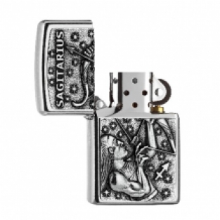 Zippo aansteker Zodiac Sagitarius open