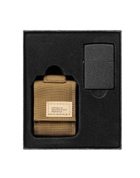 Zippo regular black crackle aansteker geschenkset met Molle tasje